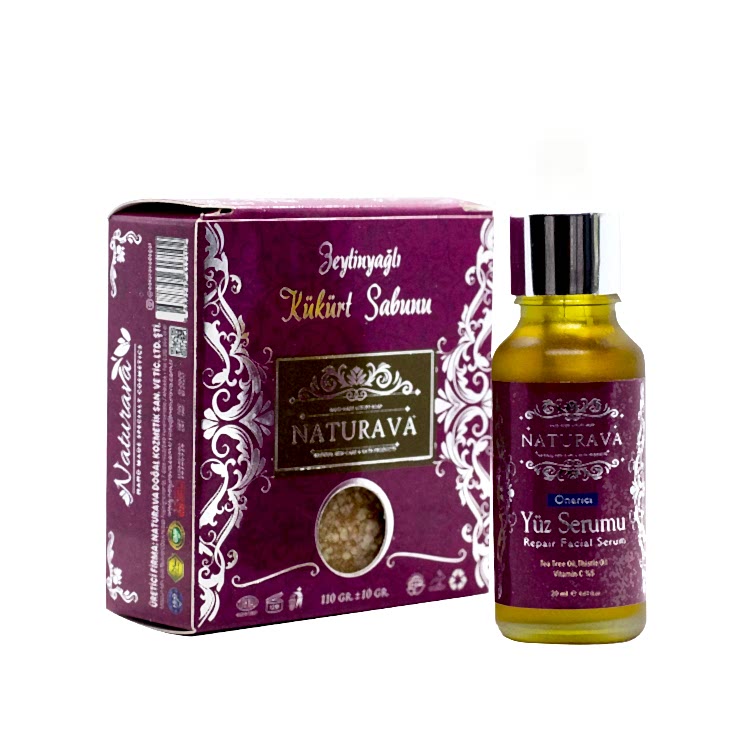 Naturava Doğal Kozmetik Onarıcı Yüz Serumu + Kükürt Sabunu 2li Set