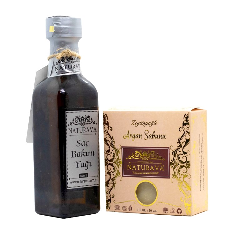 Naturava Doğal Saç Bakım Yağı Argan Sabunu İkili Set	