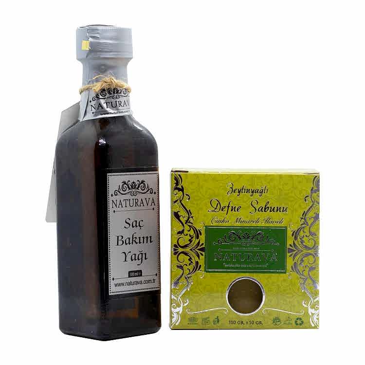 Naturava Doğal Saç Bakım Yağı Defne Sabunu İkili Set